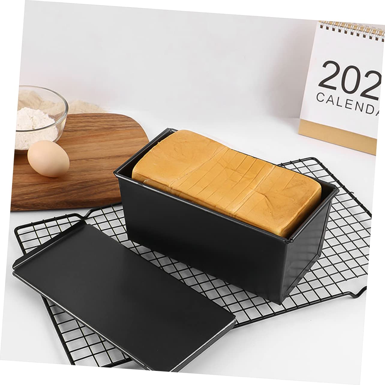 DECHOUS Brotbackform Backform zum Backen zu Hause mit Deckel Antihaftbeschichtet aus Eisen Schwarze für Toast und Kuchen für Gebäck
