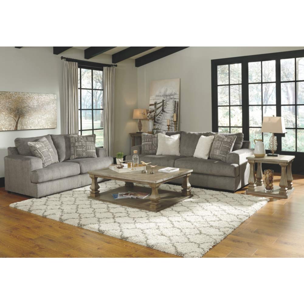 Signature Design by Ashley Soletren Contemporary Chenille Sofa with 4 Accent Pillows, Gray
