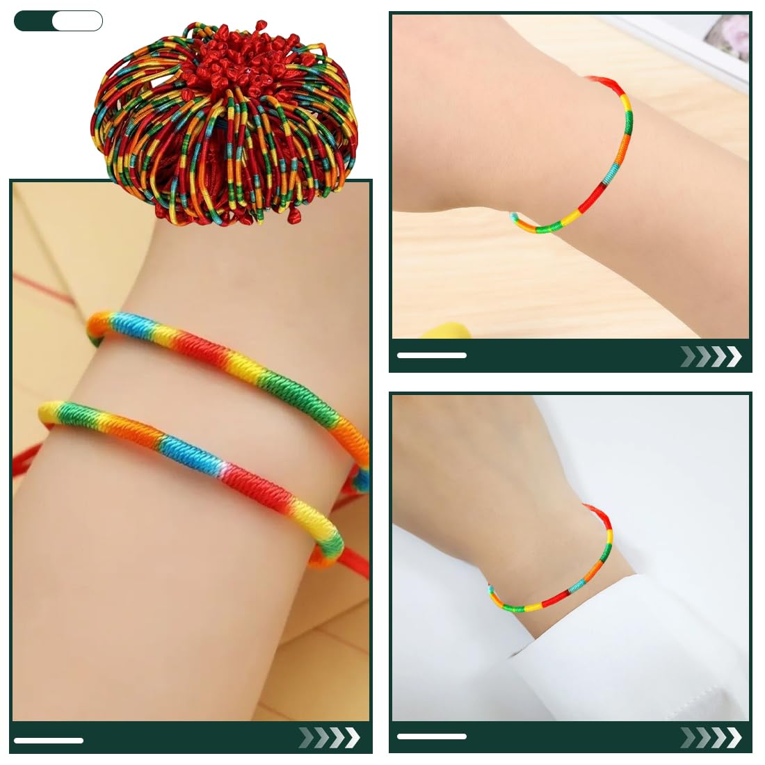 9 PCS Braccialetto Dell'amicizia Intrecciato Multicolore Regolabili