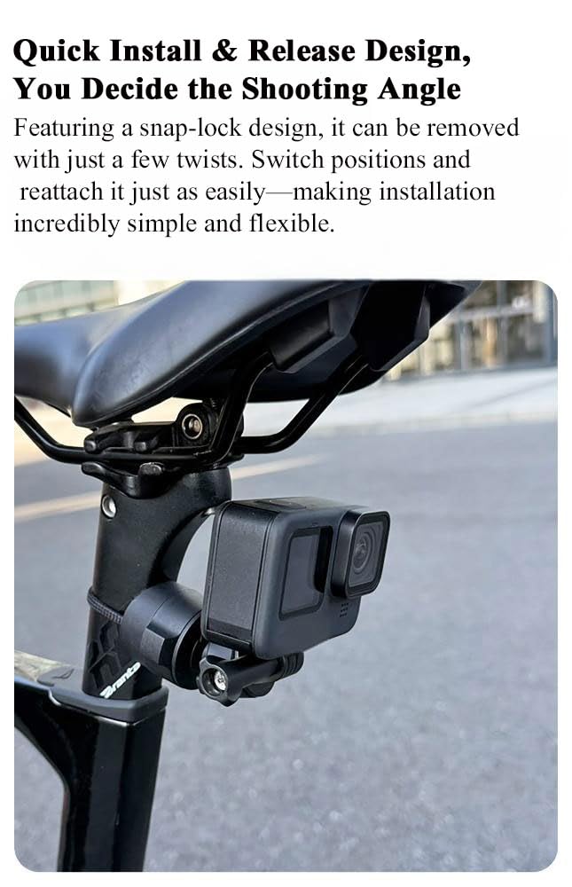 Uchwyt rowerowy – akcesoria z metalowym paskiem, obracany o 360° i antypoślizgowy, do DJI OSMO NANO/Action Pro 5, Insta 360 GO Ultra/Ace Pro 2/ X5, G0PRO itp. Kamera sportowa (z podstawą OSMO