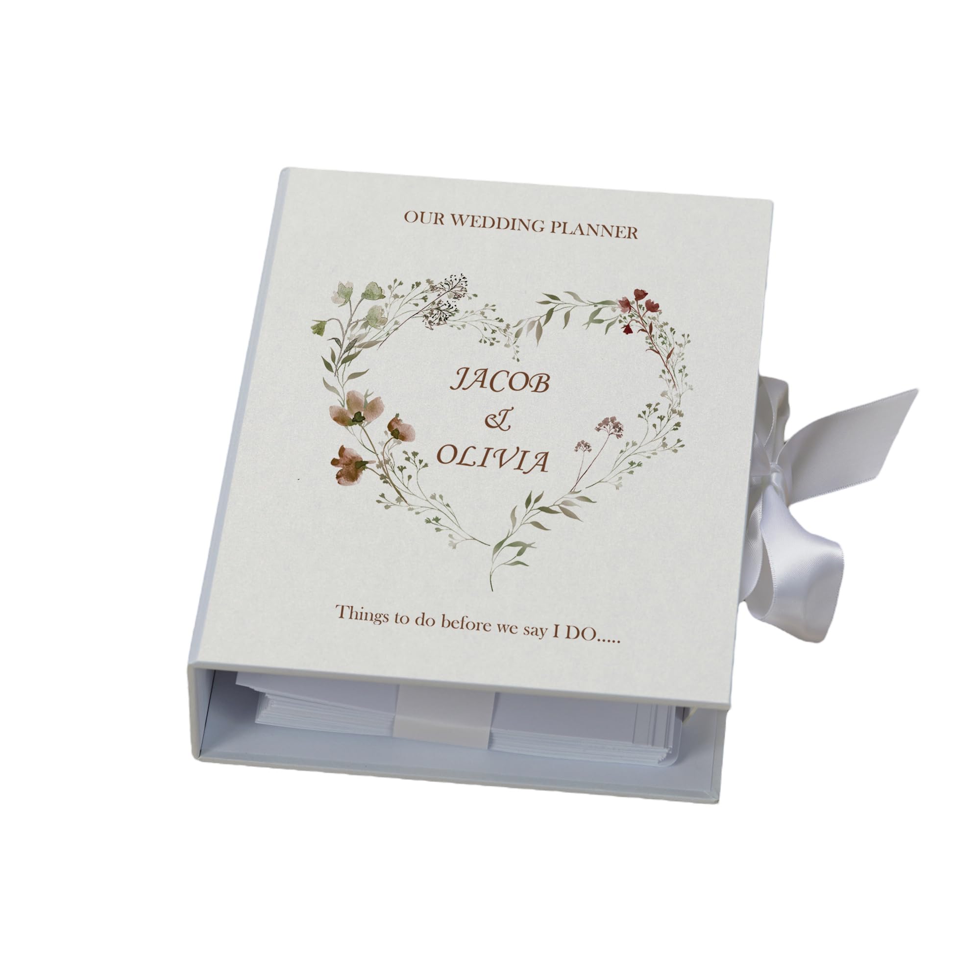 Personalised Wedding Planner Organiser Binder Engagement Gift Watercolour Floral Heart