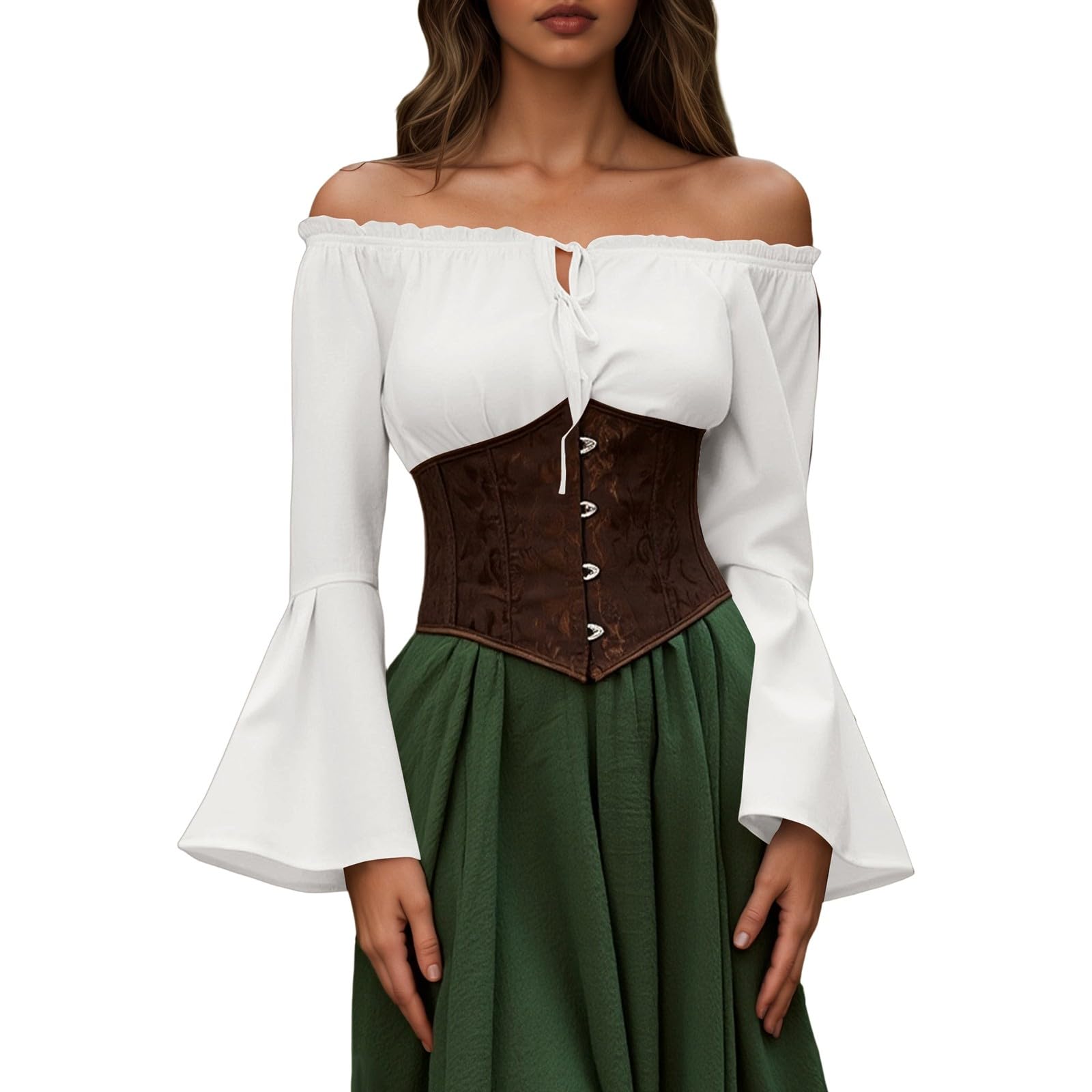 2026, camicetta da donna in chiffon, spalle scoperte, stile medievale, tinta unita, fluida, stile bohémien, per tutti i giorni, primavera, ariosa, elegante, femminile, versatile