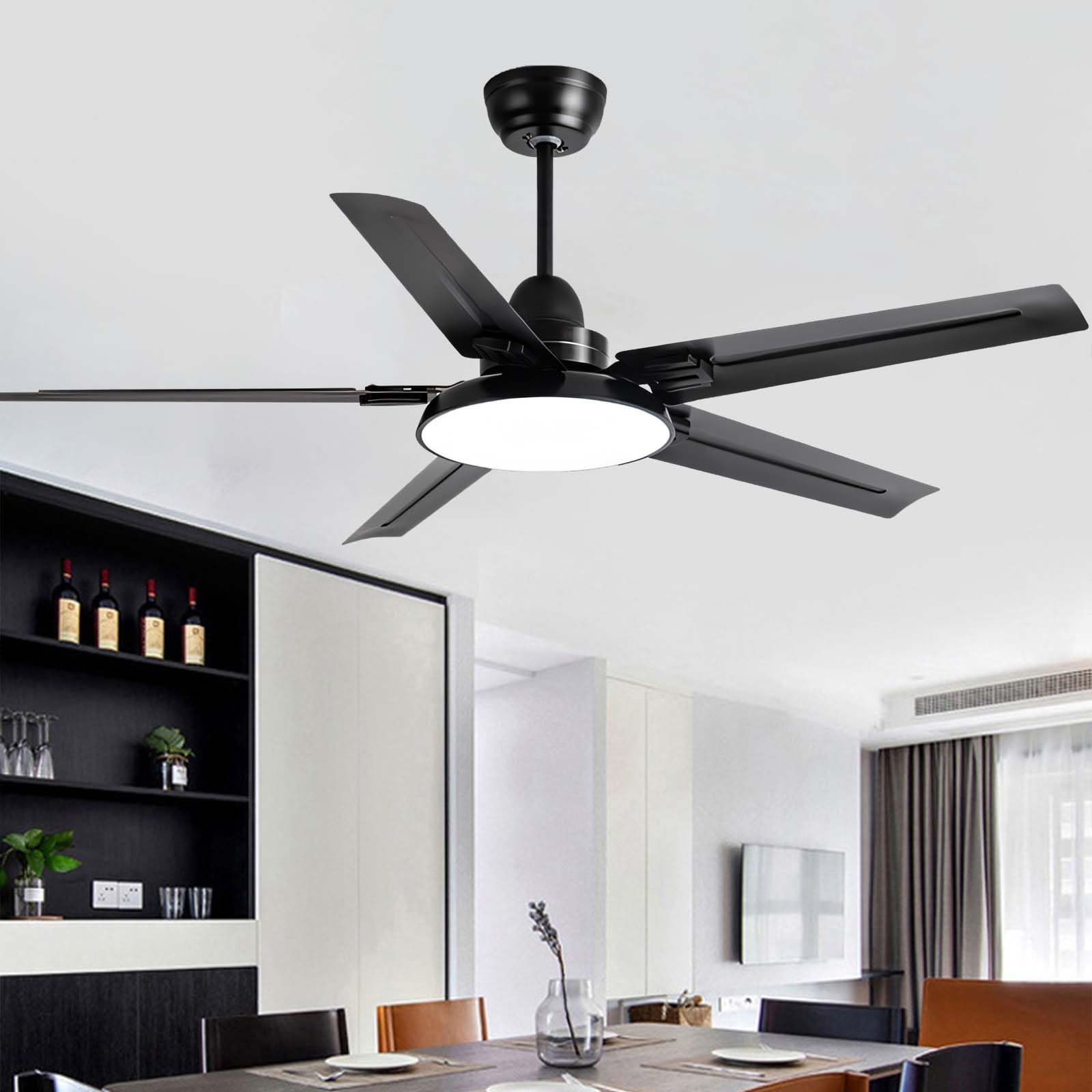 SXDMOUBK 42" Large Ceiling Fan with Lights - Remote Control Silent 5 Blades 3 Color Temperatures (6000K) Reversible 6 Speed Modern Design for Living Room & Bedroom - Black