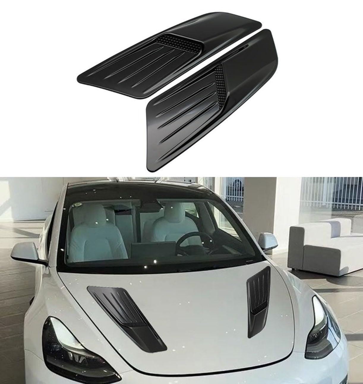 Ygjuetd Car Hood Air Vent Cover,Bonnet Turbo Vents,Car Air Intake Sticker,for Ford Focus St Mk4 Focus Mk2 S Focus MK2 MK3 MK4 Focus MK2,A-Black