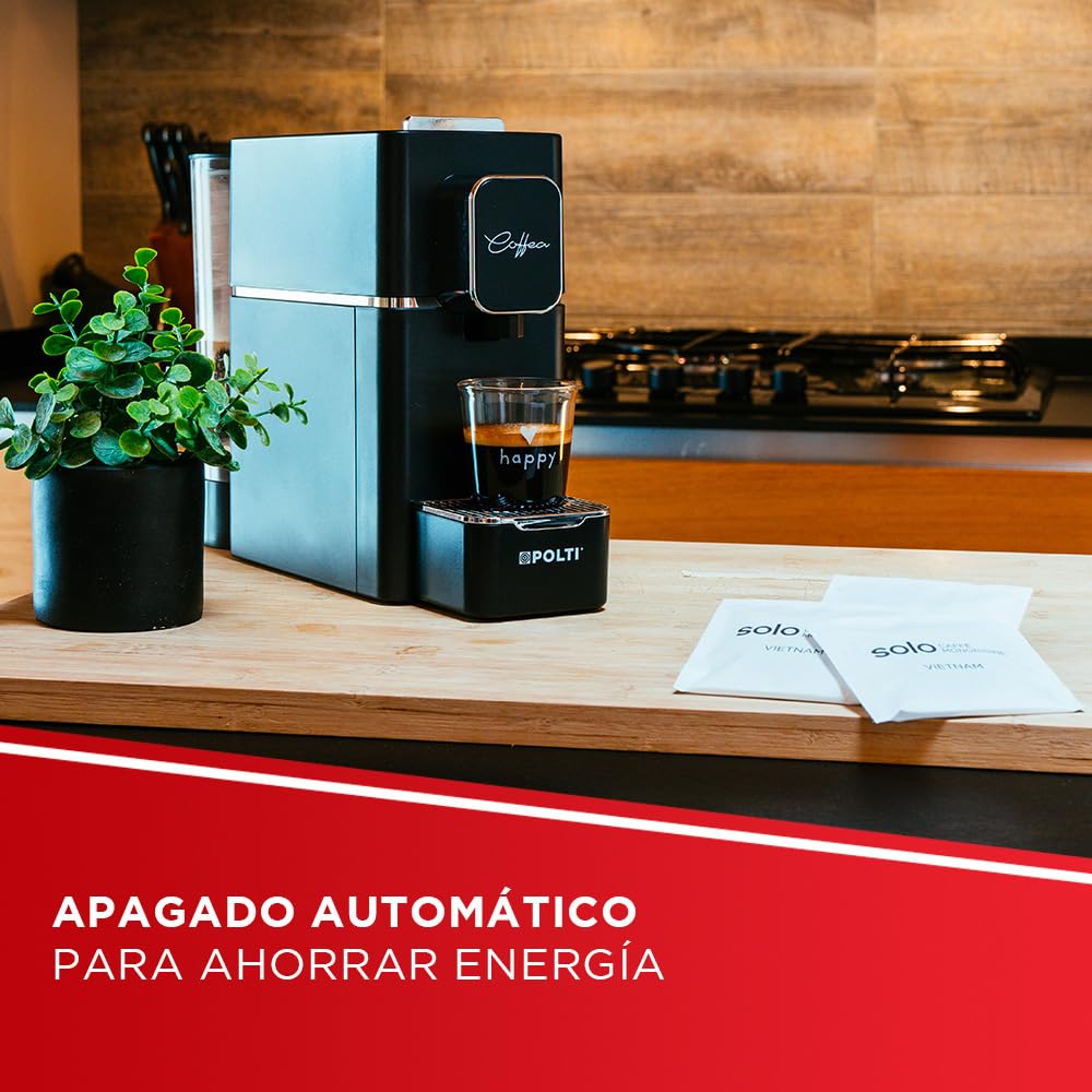 Polti Coffea S15B Máquina de Café Espresso, Compatible con Monodosis E.S.E. de 44 mm, Depósito de 0,85 L, Presión de Bomba de 19 bares, Color Negro