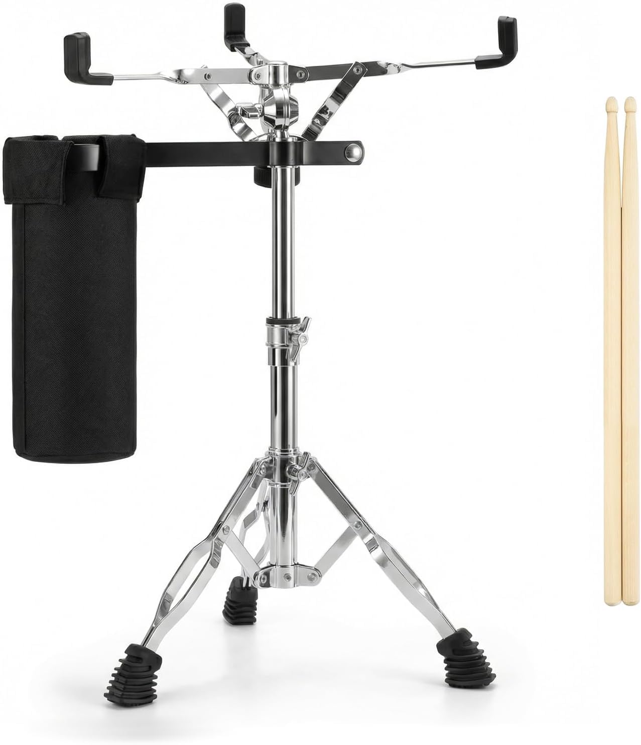 Support de caisse claire avec support de baguette, trépied pliable à double entretoise pour caisse claire de 25,4 à 30,5 cm, hauteur réglable de 45 à 67 cm pour débutants, léger
