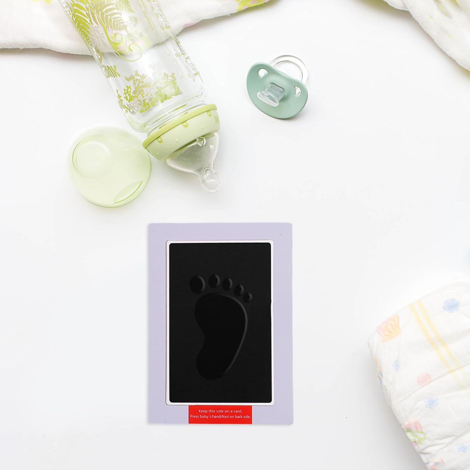 Inkless Handprint and Footprint Kit for Babies and Pets Black Clean-Touch Ink Pad, Resistant to Deformation, Paper Frame and Special Film Material, for Keepsakes and Pet Stores