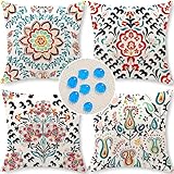 Cirzone Outdoor Kissen 4er Set Kissenbezug 45x45 Deko Wohnzimmer Leinen für Deko Wohnzimmer, Garten, Balkon