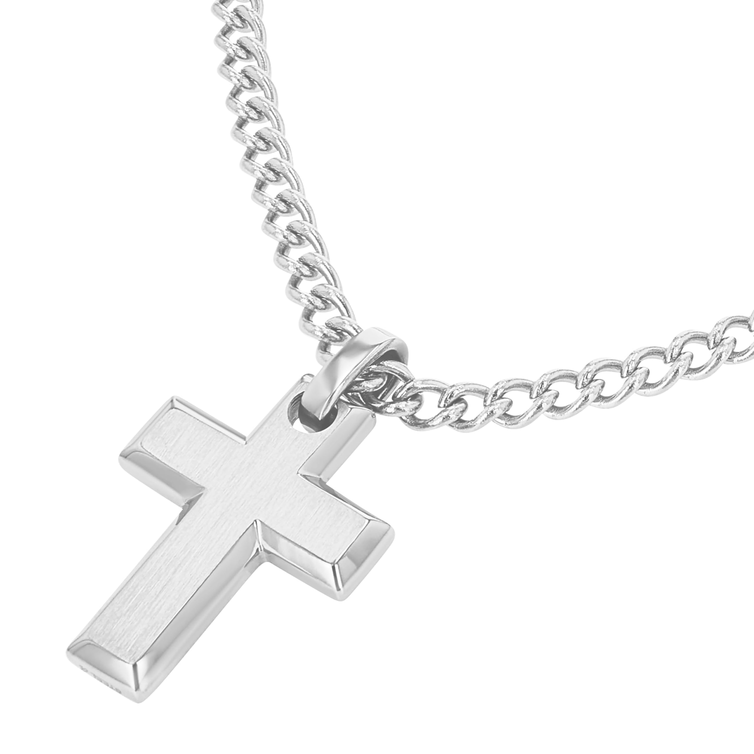Tom Tailor Kette mit Anhänger für Herren, Edelstahl, 50+5 cm, silber, Kreuz-Anhänger, Geschenkidee, Halsschmuck, Herrenschmuck, 2100636