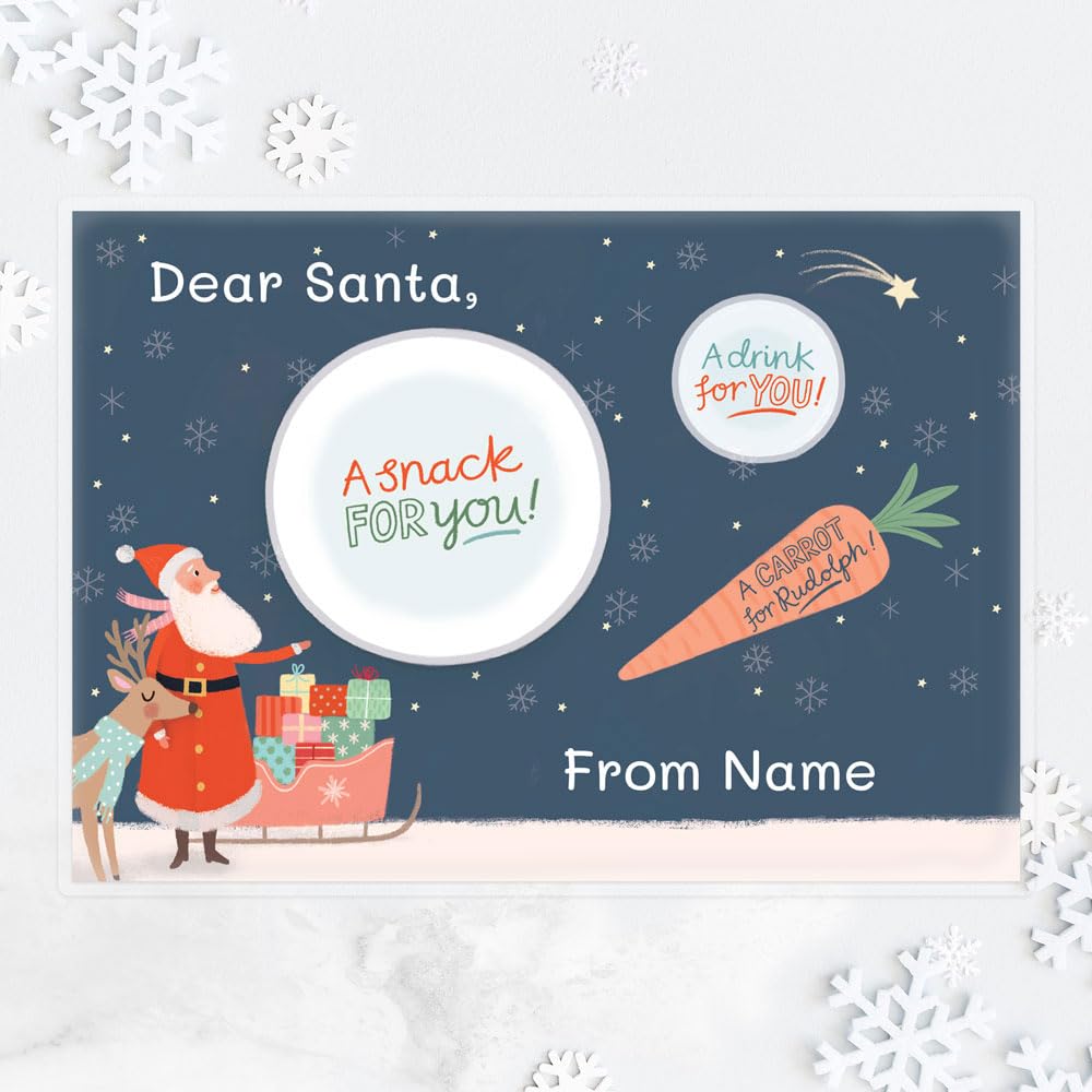 Dotty About Paper Delivering Presents - Santa & Rudolph - Personalised Christmas Eve Santa Placemat