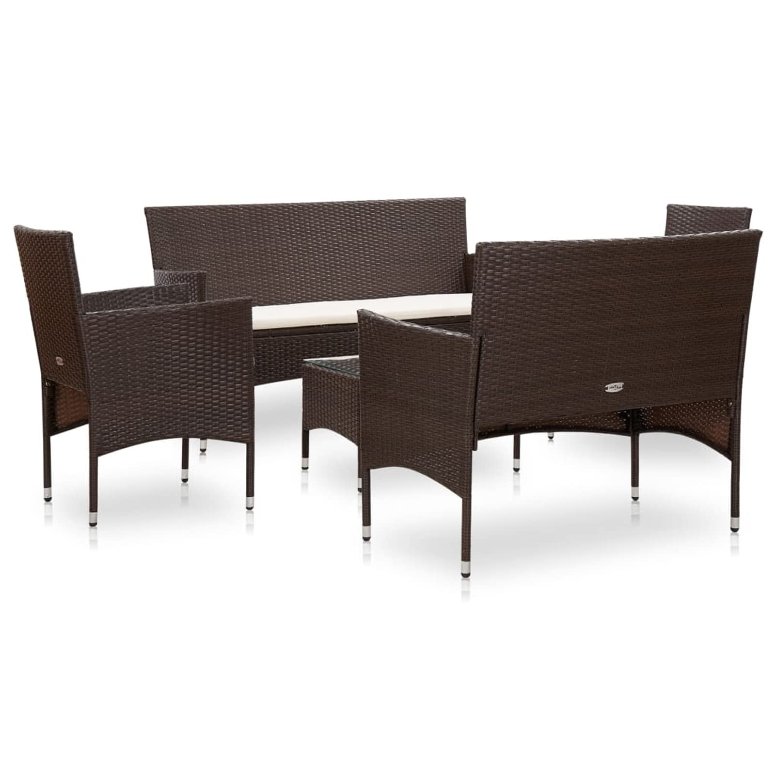 Set Muebles de jardín 5 Piezas y Cojines Set de jardín Muebles Jardin Exterior Conjunto Jardin Garden Furniture Set jardín ratán sintético marrón