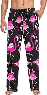 Pantalones de pijama para hombre, bonitos pantalones de dormir de algodón ligeros de flamenco, color rosa, para hombre, de ajuste relajado