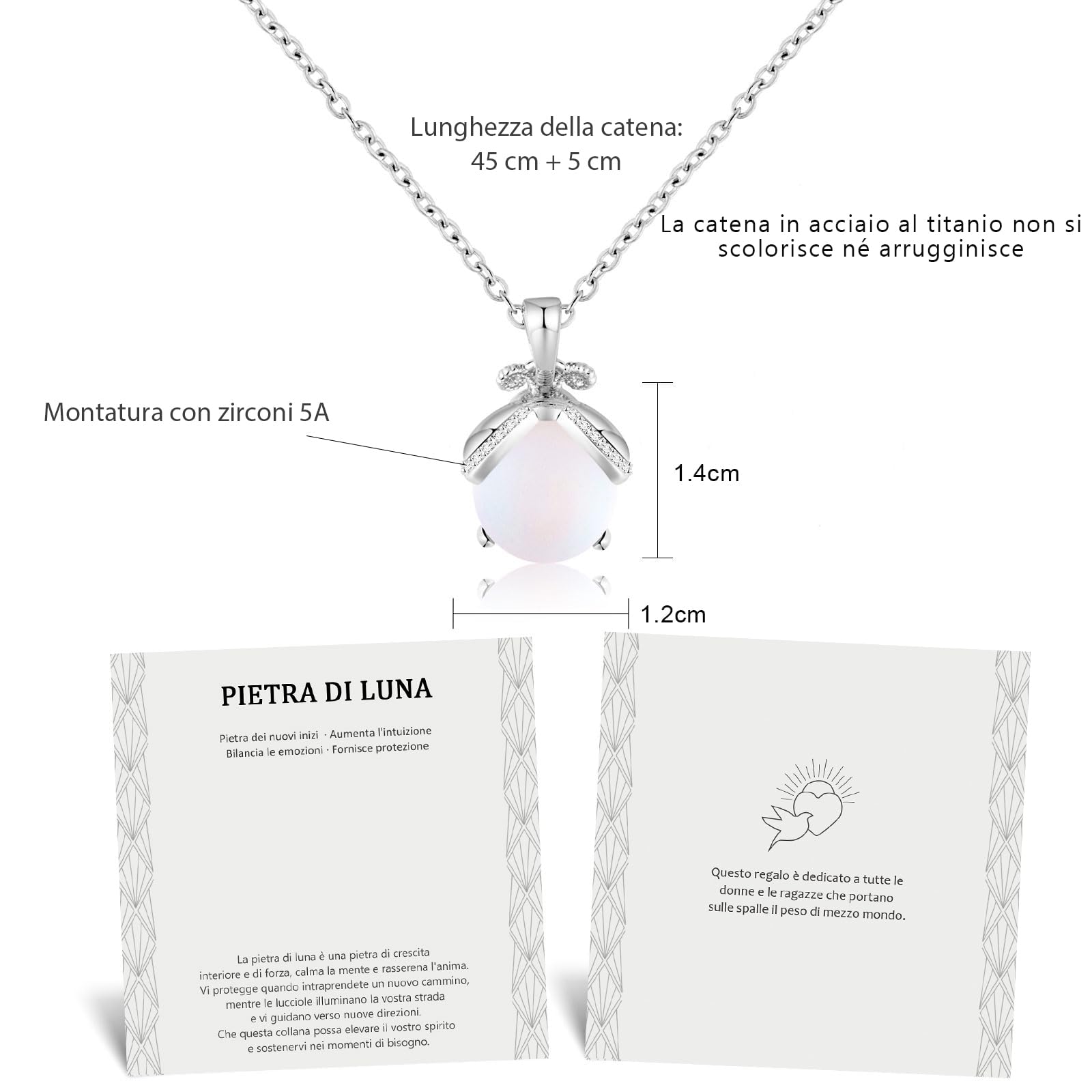 Lueaurra Regalo per Donna Collana Pietra di Luna Idee Regalo Originale per Ragazza Adolescente Regalo di Natale per Donna Regalo di Compleanno Collana per Figlia Mamma Sorella Amica