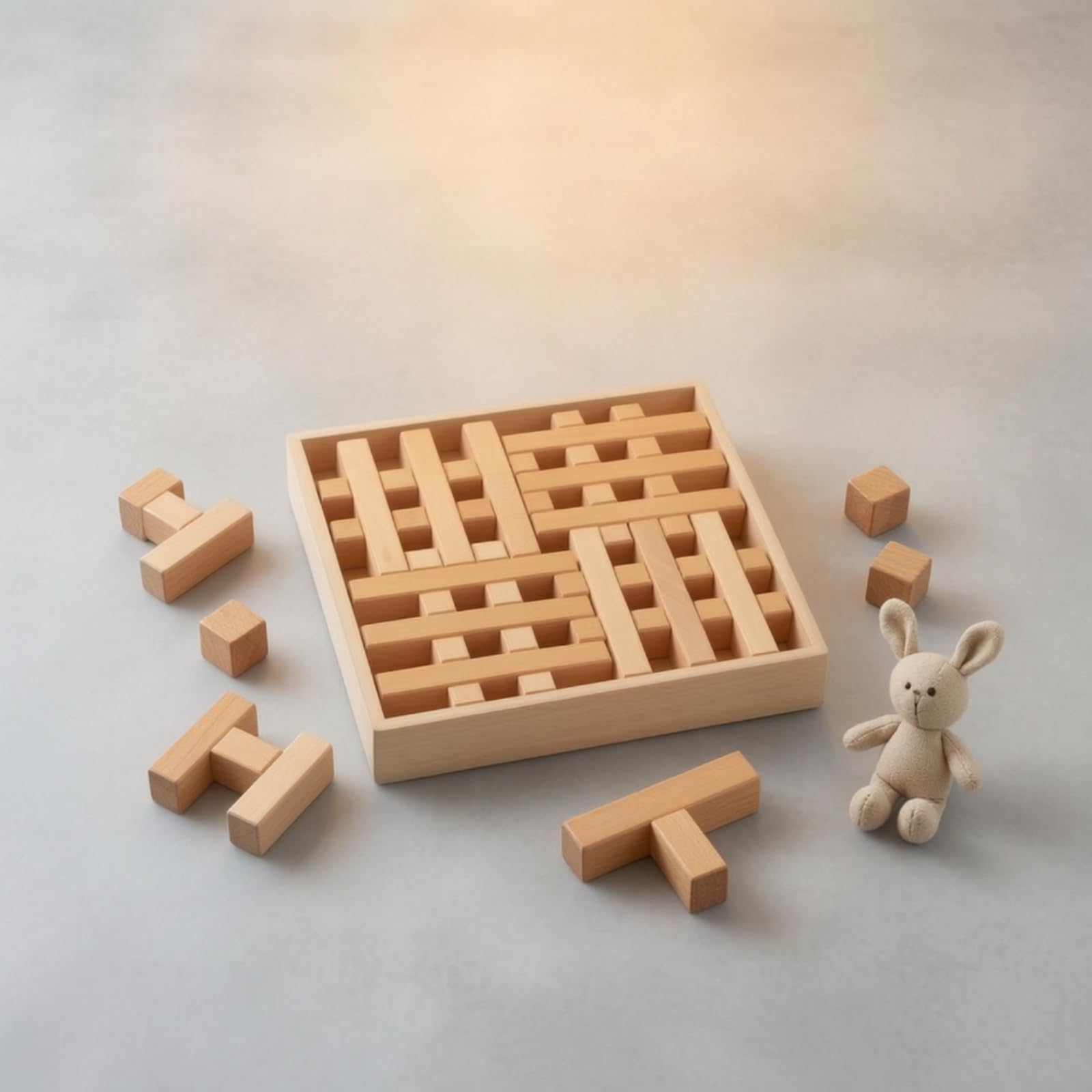 Qianly Scatola con Blocchi di Legno Metodo | Motricità Fine, Blocchi da Costruzione, per Asilo