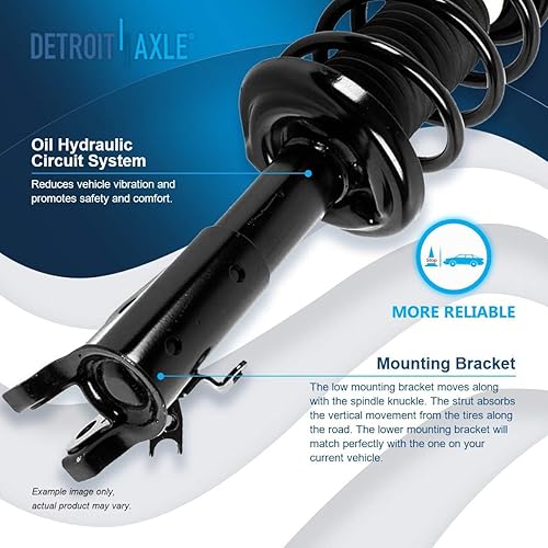 Miniatura 4 de Detroit Axle - Nudillos de dirección delanteros con bujes + puntales rápidos con montaje de resorte helicoidal de repuesto para Honda Civic Sedan