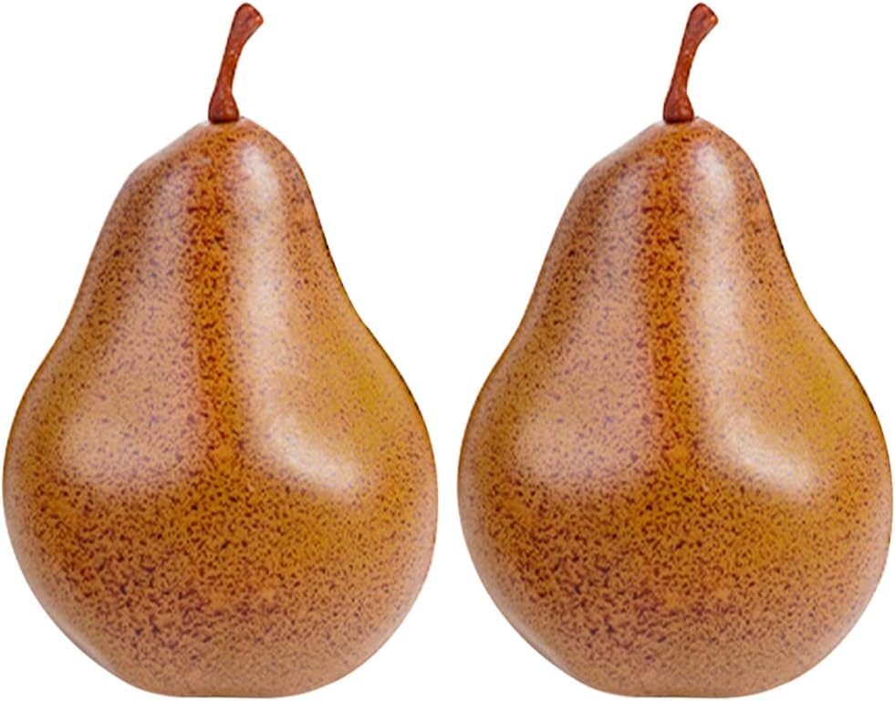 Kichvoe 2Pcs Fake Pear Artificial Fruits Model Lifelike Pear Foam Fruits Home House Kitchen Party Decoration Desk Ornament - Brown Home Decor Wedding Decorations