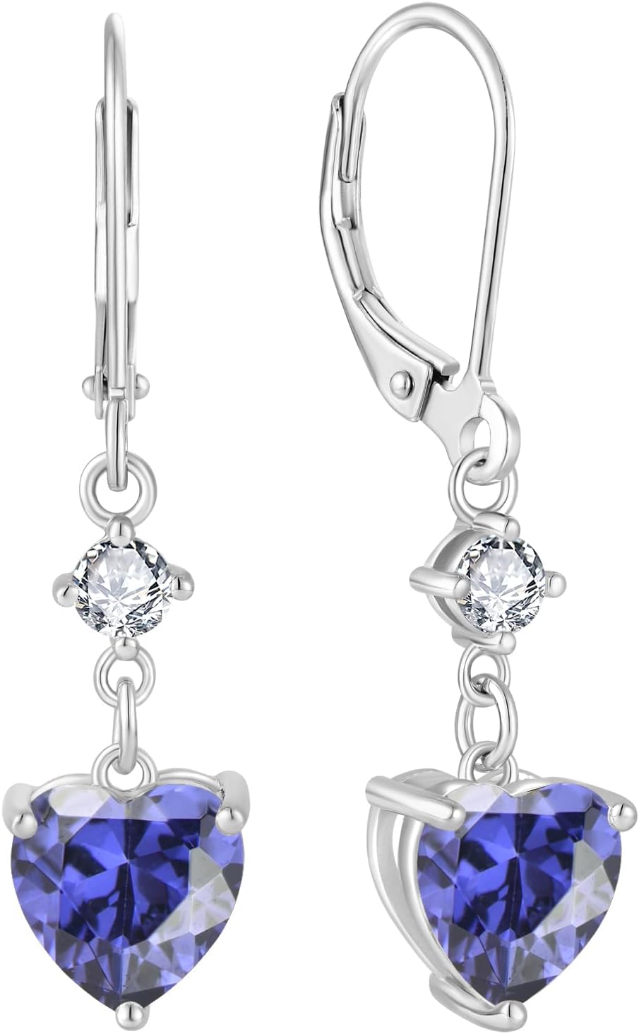 JO WISDOM Heart Dangle Drop Earrings for Women 925 Sterling Silver Leverback Earrings Birthstone Earrings Jewelry Gifts for women
