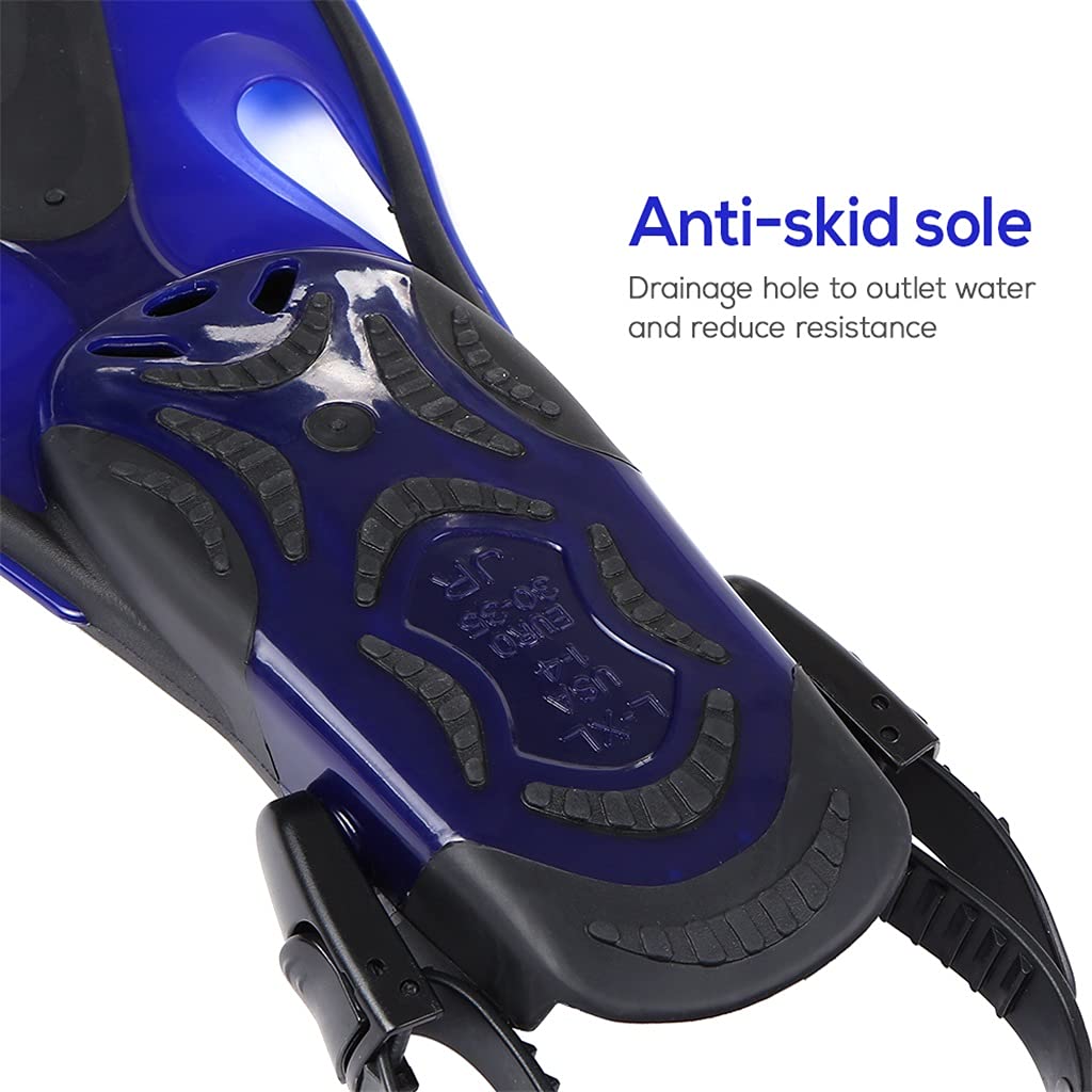 Pinne da Nuoto Antiscivolo for Bambini, con Cinturino Regolabile, Pinne da Immersione, Pinne da Nuoto con Tallone, Pinne for Snorkeling, Attrezzatura Subacquea