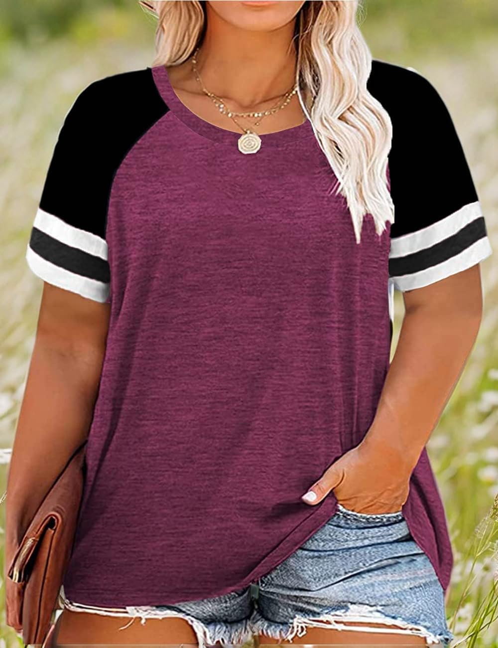 CARCOS Womens Plus Size Tops Short Sleeve Shirts V Neck Tunic Floral/Tie Dye/Solid Summer Tees XL-5X - Image 4