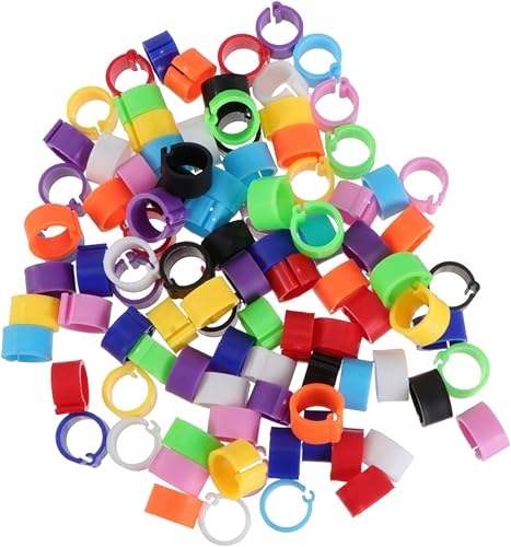 Miniatura 9 de Balacoo 100 bandas coloridas para patas de paloma, anillos de identificación de plástico para pájaros, anillo de pie de pájaro con broche abierto