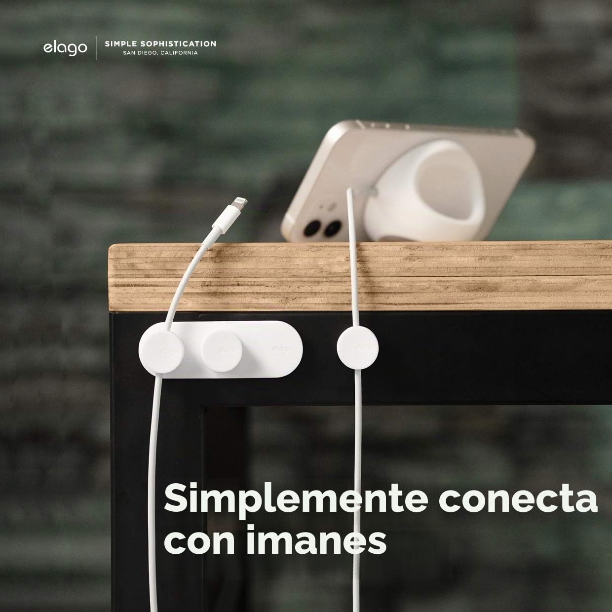 elago Botones Magnéticos para Gestión de Cables | [Capacidad para 3 Cables], Imanes Potentes, Adhesivo Reutilizable para Superficies y Escritorio (Blanco)