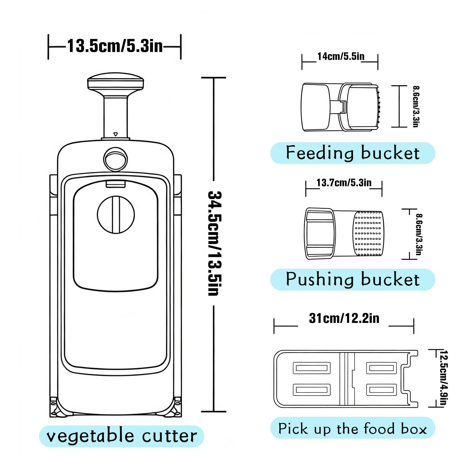 Picadora cortadora de alimentos, espesor ajustable de 0-8 mm con modos de corte 4 en 1