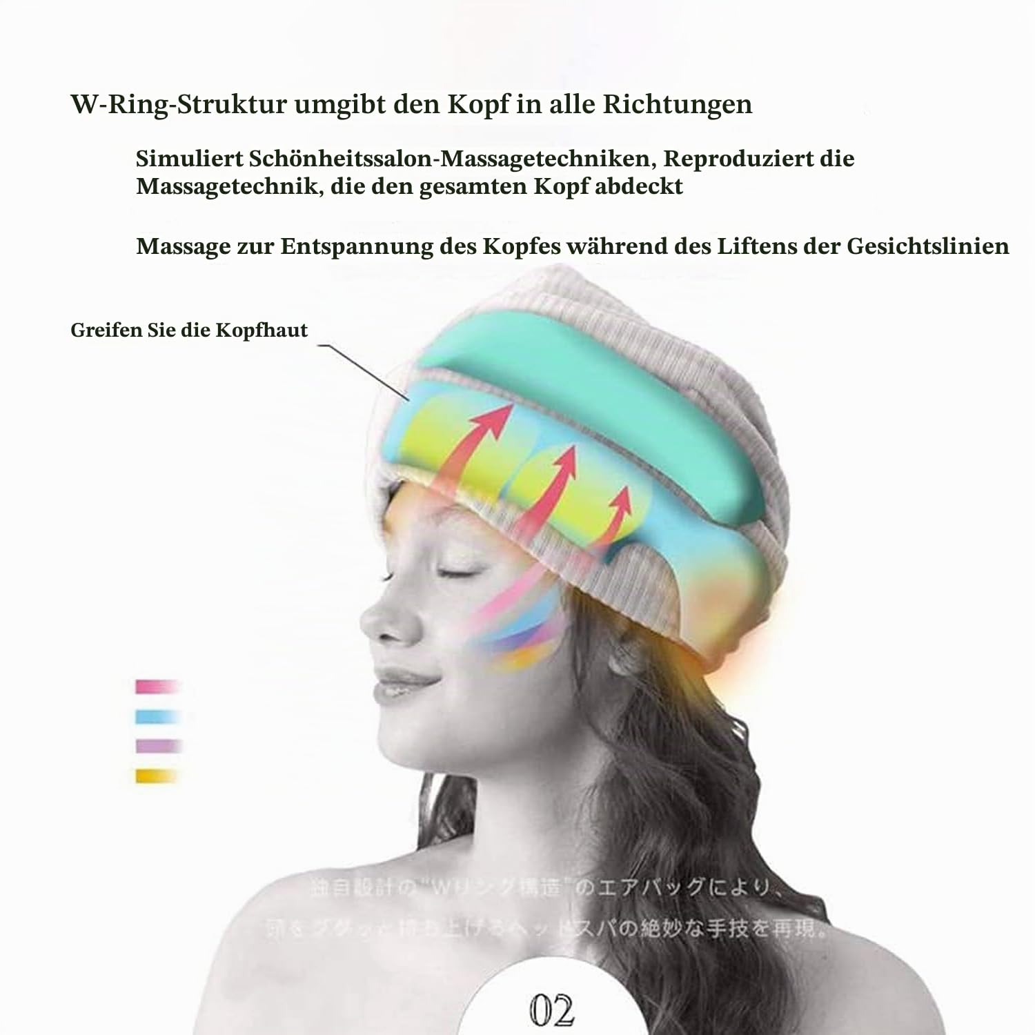 Kopfmassagegerät Helm Elektrisches Akupunkturpunkte Zur Entspannung des Gehirns Spannungsfreisetzungs-Vibrations Massagegerät mit Wärme, Luftkompression Zur Stressreduzierung des Kop
