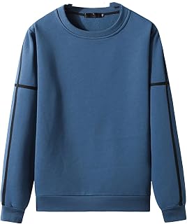 OULIWANGLUO Men's Ribbon Leisure Loose Sweatshirt Fall Crewneck Pullover Sweatshirt Long Sleeve Casual Sweatshirt Color Block