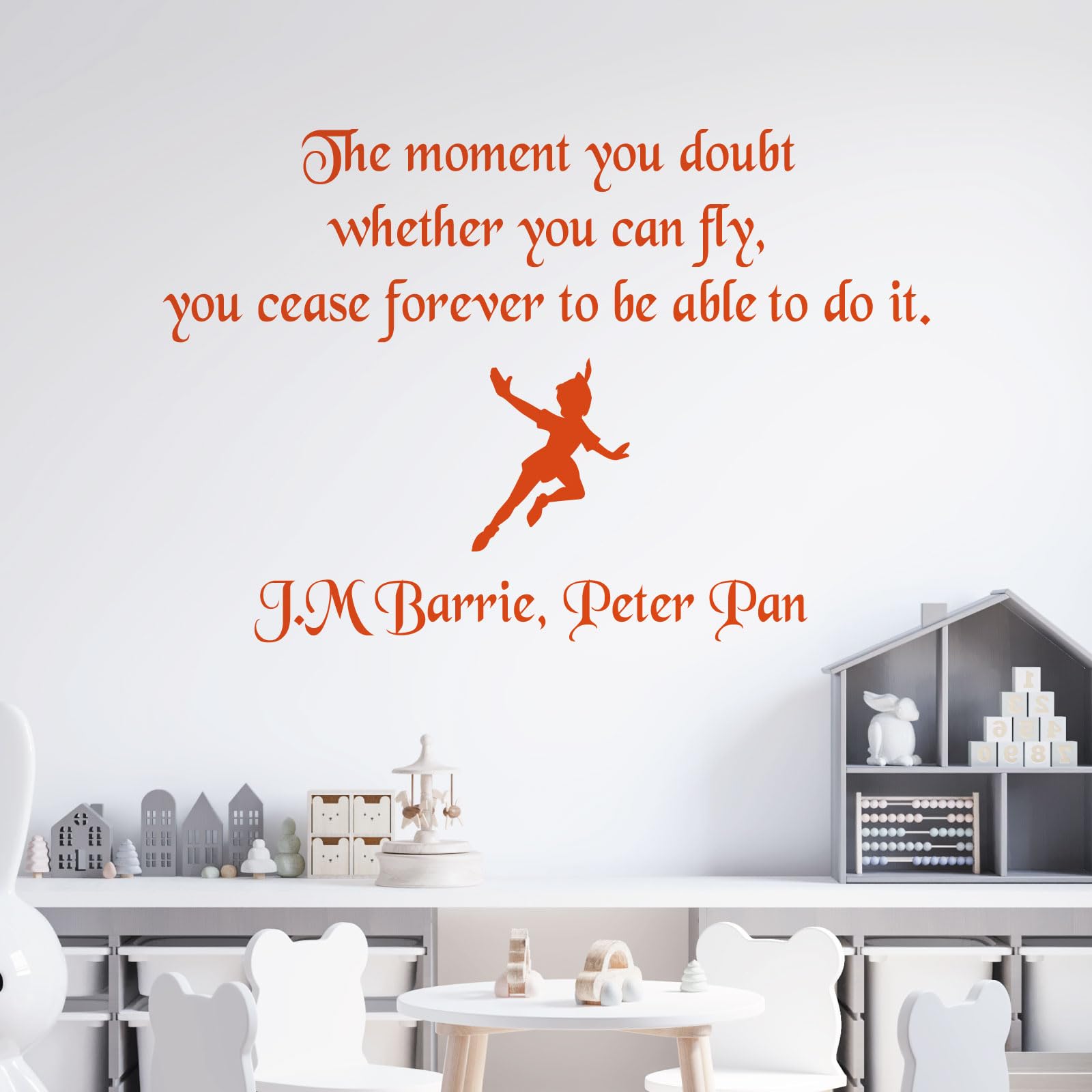 The Moment You Doubt Whether You Can Fly... - Peter Pan Book Disney Quote Decal Wall Sticker [XLarge] [Orange]