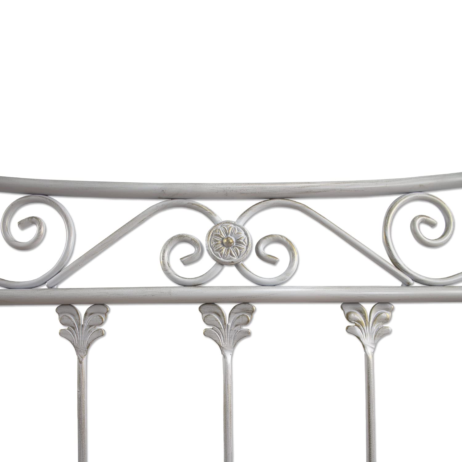 Genérico Cabecero de forja para Cama de 135 cm | Cabezal Matrimonio | Modelo Coín. (142 cm) Aprox Producto Artesanal | El Herrero (Blanco con Pátina Oro)