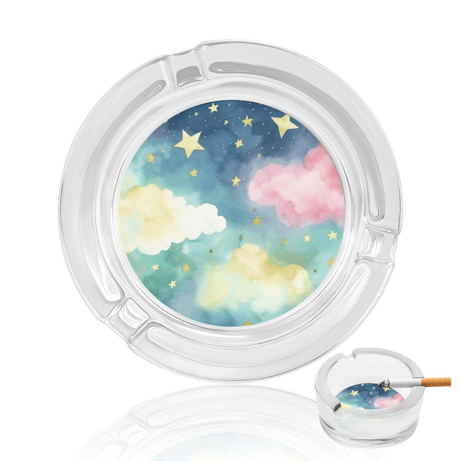 Cendrier pour bureau intérieur et extérieur en verre décor ciel étoilé