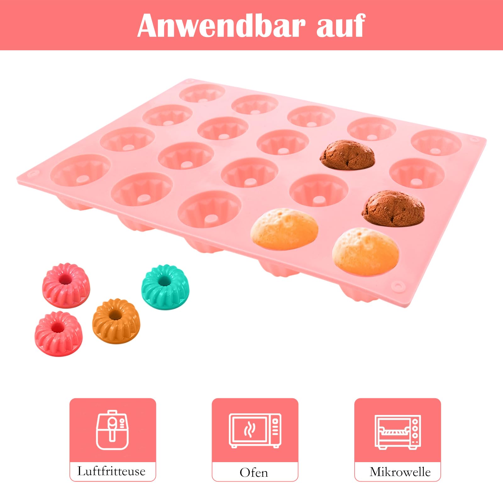 Silikon Gugelhupfform KEELYY 2 Stück Mini Gugelhupfformen Aus Silikon - Savarin Form Für Muffins, Gelee & Desserts, 4x2.2cm Gugelhupfform Silikon