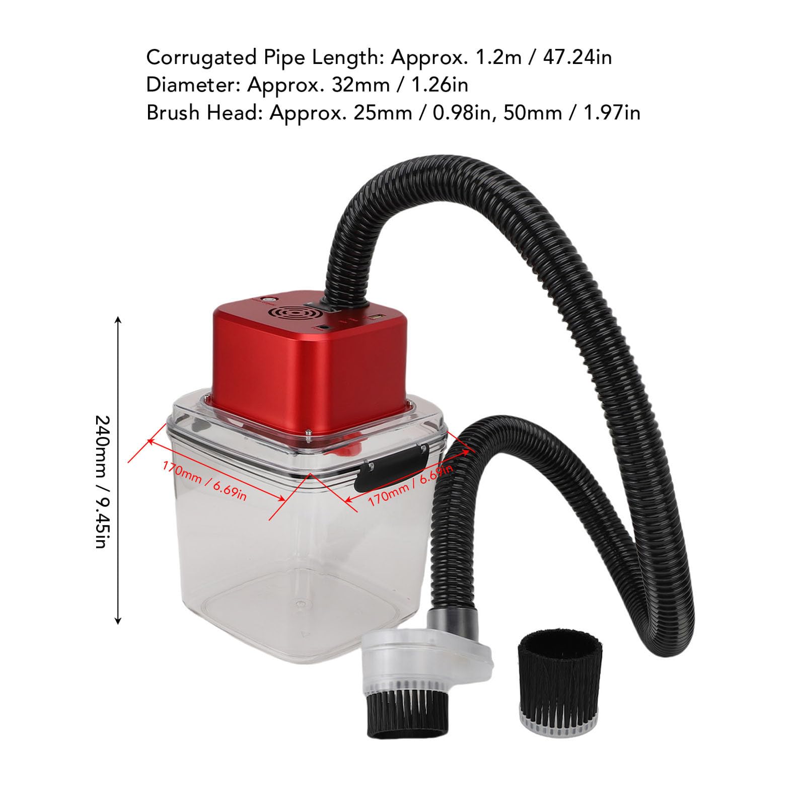 Colector de Polvo de Máquina CNC con Motor sin Escobillas, Mecanismo de Filtración de Aire Potente Aspiradora de Extracción de Polvo 6000pa 2.8L con Luz LED para Máquinas (Enchufe europeo