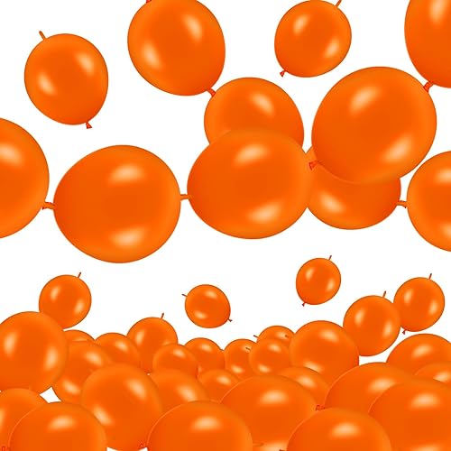 100 globos de enlace de globos, de látex, enlazables, para decoración de bodas y fiestas (color naranja oscuro, 10 pulgadas)