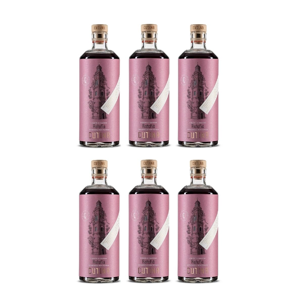 Ratafià Cutina – Liquore Artigianale di Amarene 500 ML | Dolce, Fruttato e Naturale | Ricetta Abruzzese Tradizionale | Made in Italy | 19% Vol (BOX 6 BOTTIGLIE)