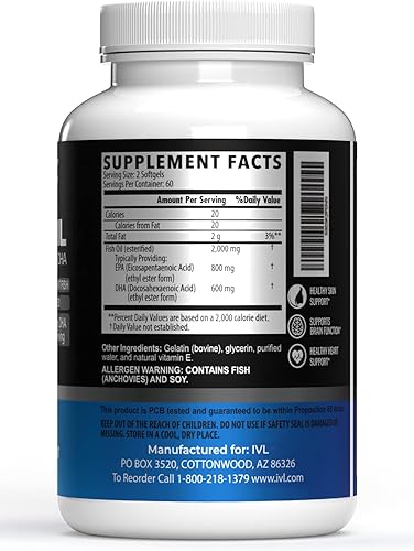 Miniatura 2 de Aceite de pescado Mega Potency - 2000 mg de aceite de pescado, 800 mg de EPA, 600 mg de DHA por porción  Omega-3  Apoya la salud del corazón  120