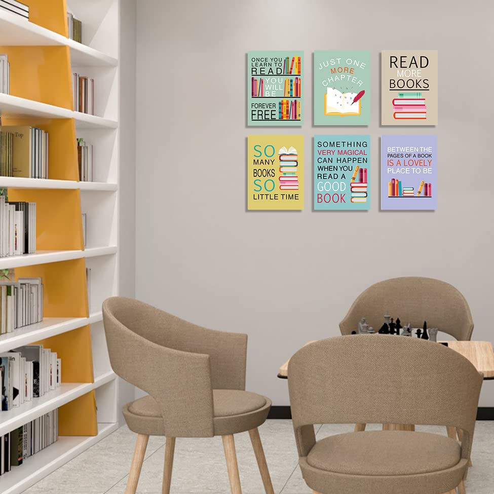 Image of CHDITB Funny Reading Quote Art Prints - 8'x10' Set of 6 Motivational Positive Read More Book Frame Poster Readers Book Lovers Bookworm Student Gift, Wall Art for Library, School College Dorm Decor