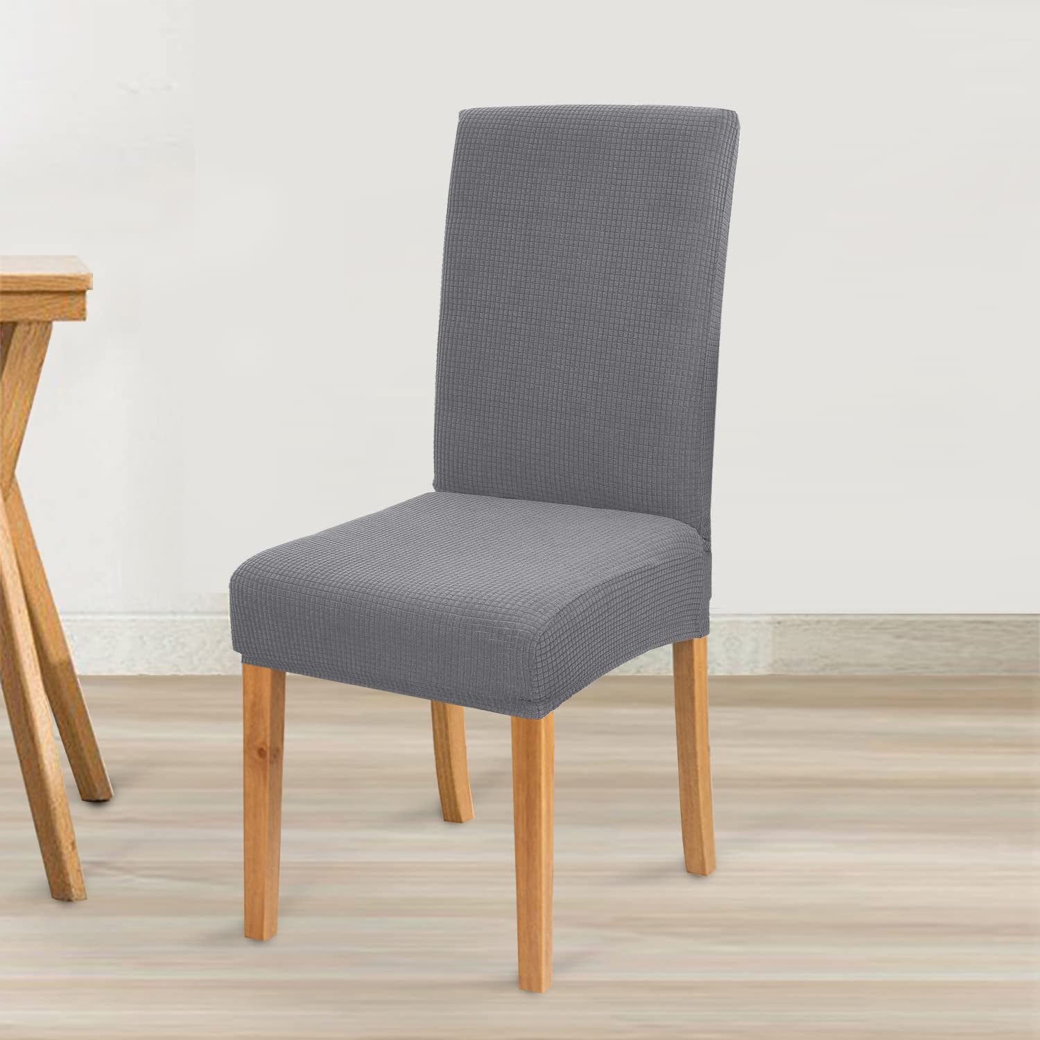 Granbest Lot de 6 housses de chaise de salle à manger à dossier haut imperméables, élastiques et lavables - Protection amovible pour chaises de salle à manger, cuisine, fête (gris clair)