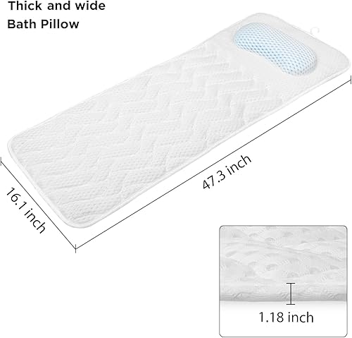 Miniatura 9 de Almohadas de bañera para bañera, almohada de bañera para soporte de cuello y espalda con TPE ergonómico, almohada de bañera mejorada de malla 4D con