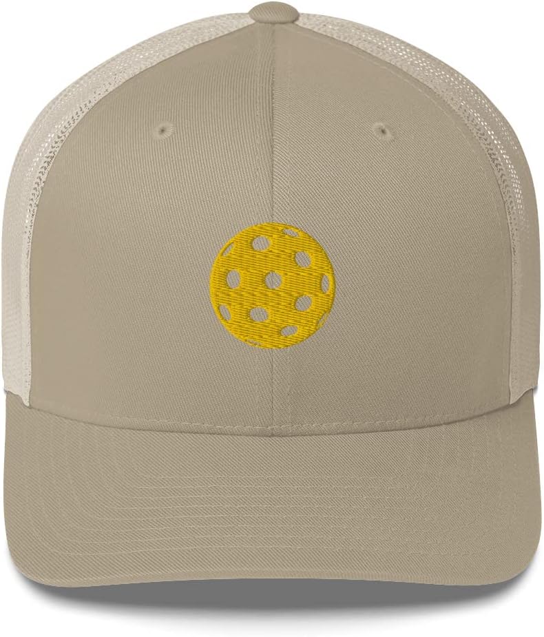 Pickleball Hat, Embroidered Ball, Sports Apparel, Gift, Trucker Hat, Mesh Back Cap