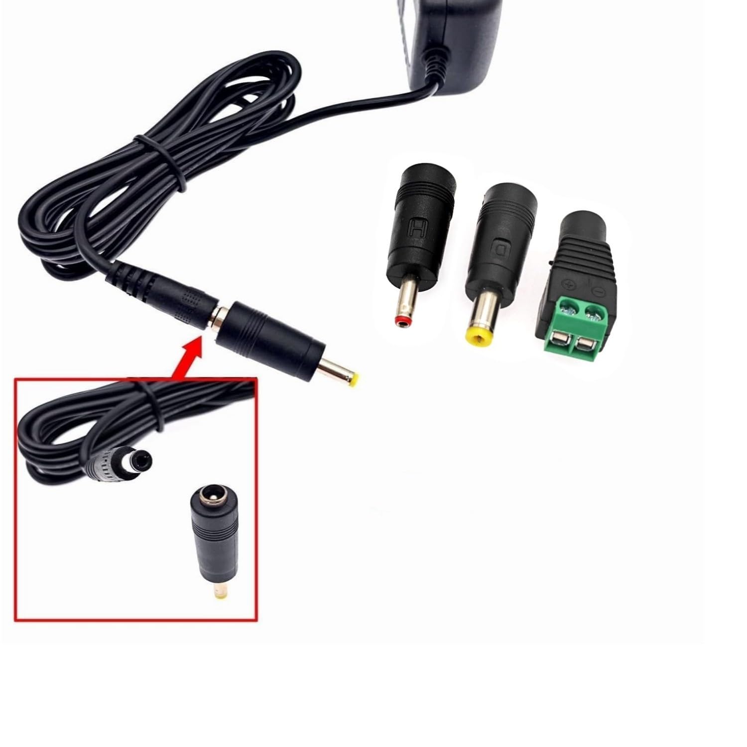 JZK DC 12W 12V 1A Adattatore alimentazione, caricabatterie da muro sostitutivo, con spina a barilotto 3.5 x 1.35 mm/4.0 x 1.7 mm/5.5 x 2.1 mm/terminale LED, per strisce luminose LED, telecamera CCTV