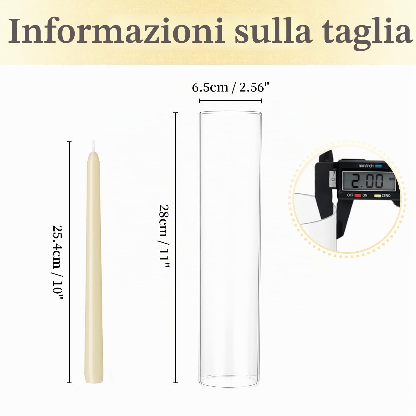 Cilindri di vetro per candele Hewory: set da 10 cilindri di vetro senza fondo per decorazione da tavolo per matrimoni, candelabri in vetro per decorazione da tavolo per matrimoni, Natale, candelieri