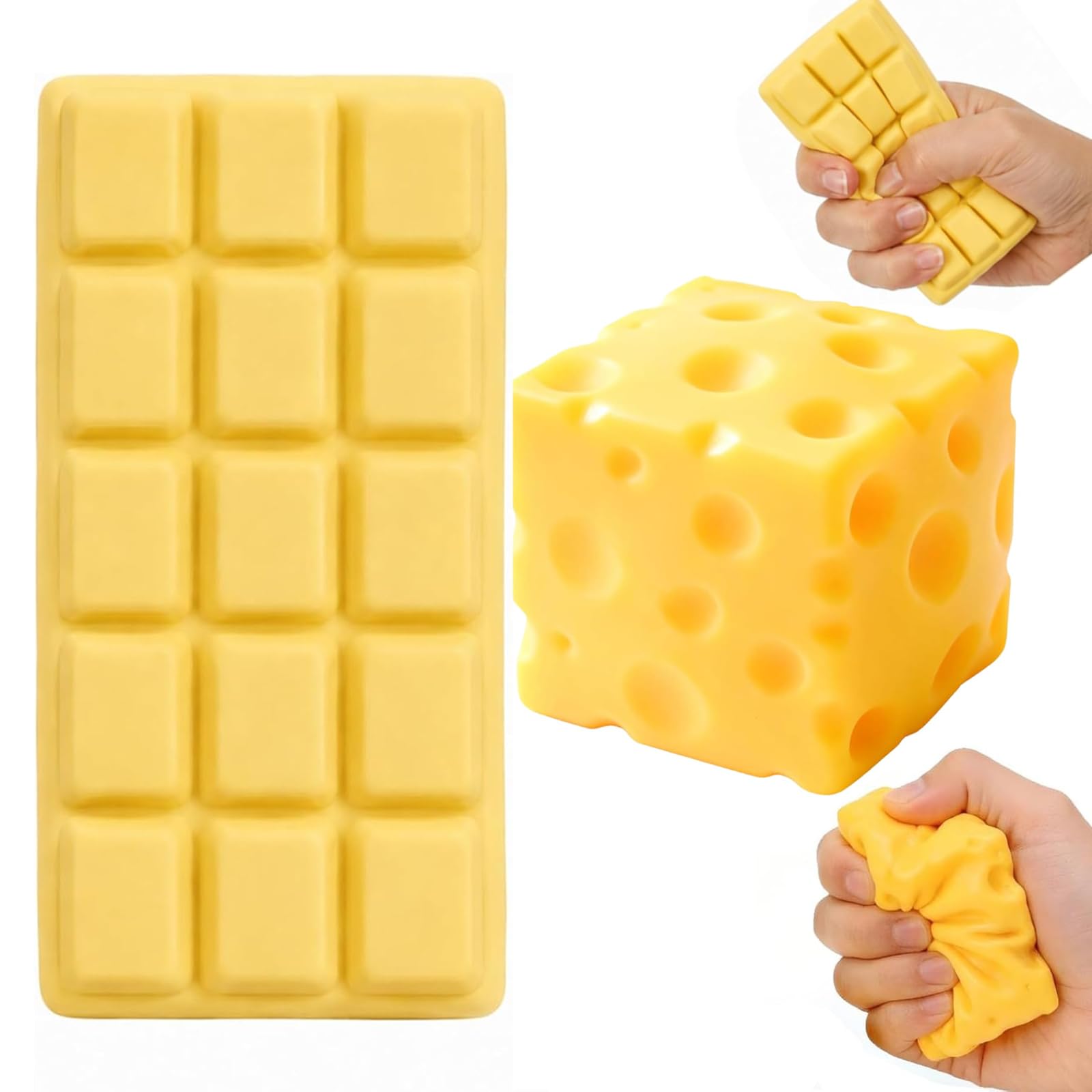 GETFACAI 2 PCS Chocolate Squishy and Cheese Squishy, Office Desk and Classroom Focus Assistant, Portable Desktop Accessory for Work and Study Environments, Soft Tactile Tool for Daily Use