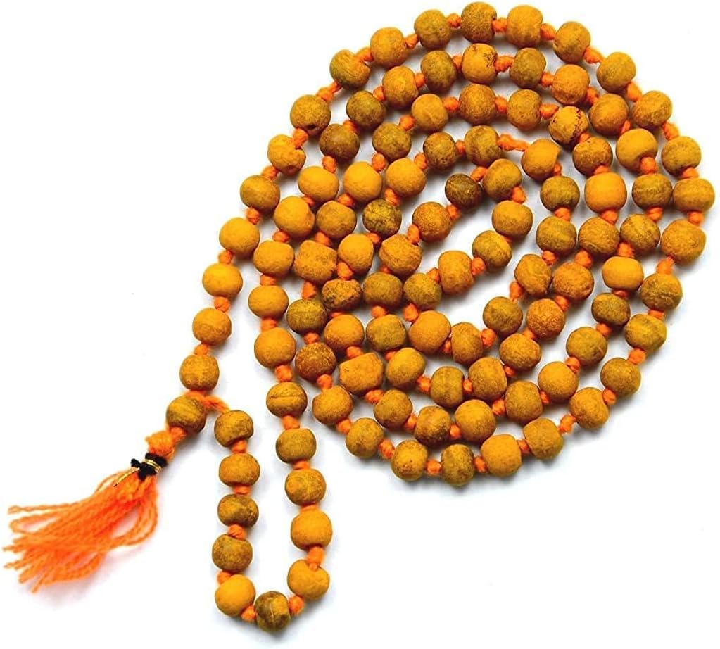 DevotionalClub® Haldi Mala for Japa, Puja, Good Health, Positive Energy and Men & Women, Large Bead Size, 108+1 Beads, Iskcon Devotees Meditation