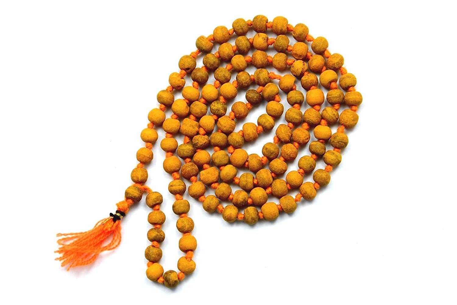 DevotionalClub® Haldi Mala for Japa, Puja, Good Health, Positive Energy and Men & Women, Large Bead Size, 108+1 Beads, Iskcon Devotees Meditation