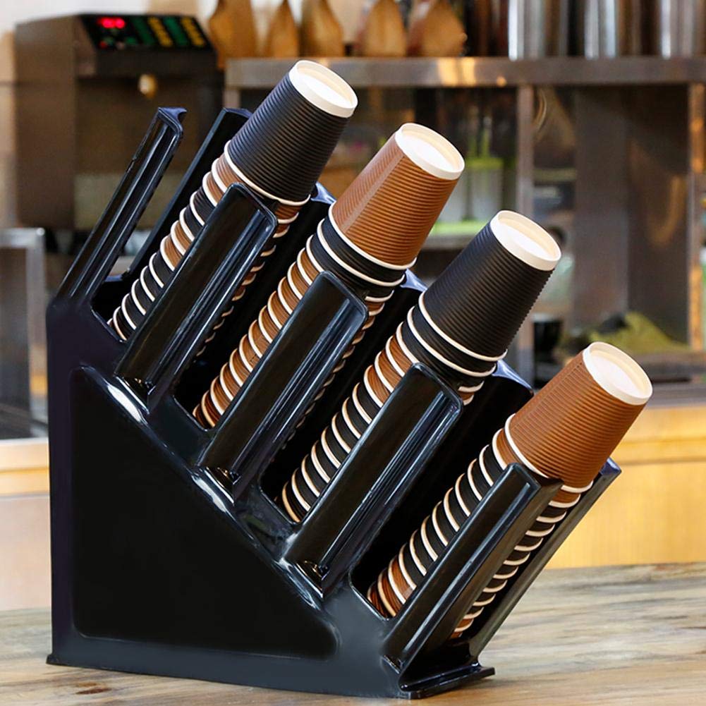becher aufbewahrung Pappbecherhalter Deckel Spender Kaffeetrinkständer Kaffeetasse Deckel Sleeve 4 Fächer Kunststoff Becherhalter für Restaurant Acryl und Deckel Organizer Schwarz Küche, Haushalt & Wohnen Box Lieferscheine aufbewahren von Rechnungen Size:20.75