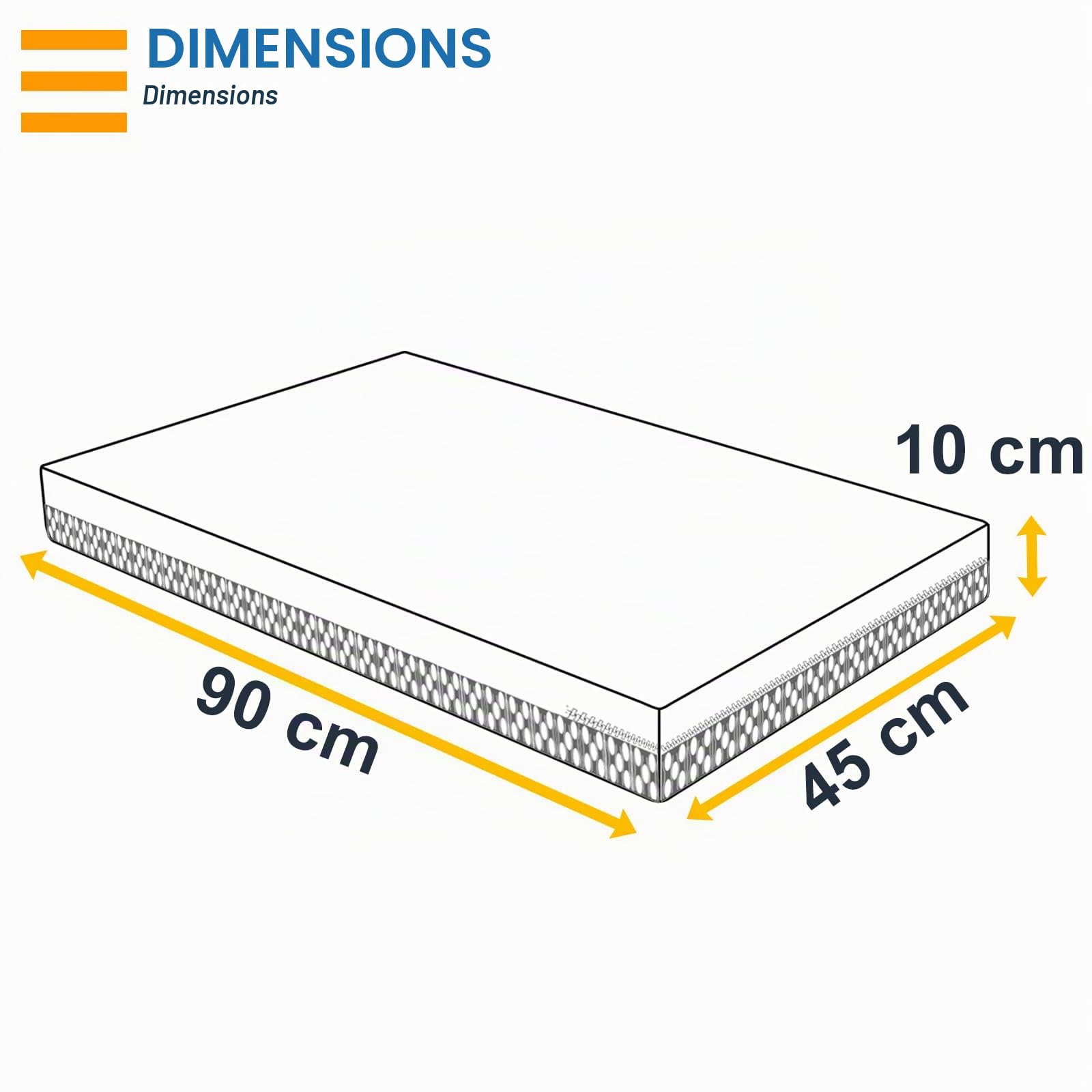 PEKITAS Mini matelas pour berceau, 45 x 90 cm, épaisseur 10 cm, respirant, hybride, réversible, housse double face, amovible, lavable, ferme, anti-étouffement, lit d'appoint pour bébé