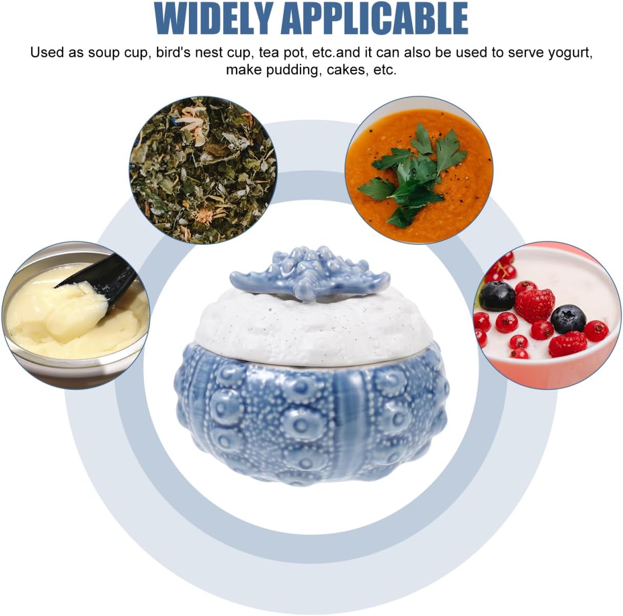 IMIKEYA Ceramic Jewelry Box Jar Lid Multi-functional Steaming Bowl Bird's Nest Cup Home Decor