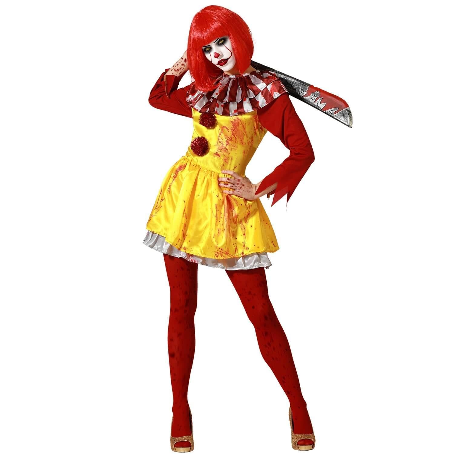 Atosa Disfraz Payaso Asesino Mujer Vestido Estilo Pennywise De It Amarillo Traje Payasa Aterradora Actitud Perturbadora