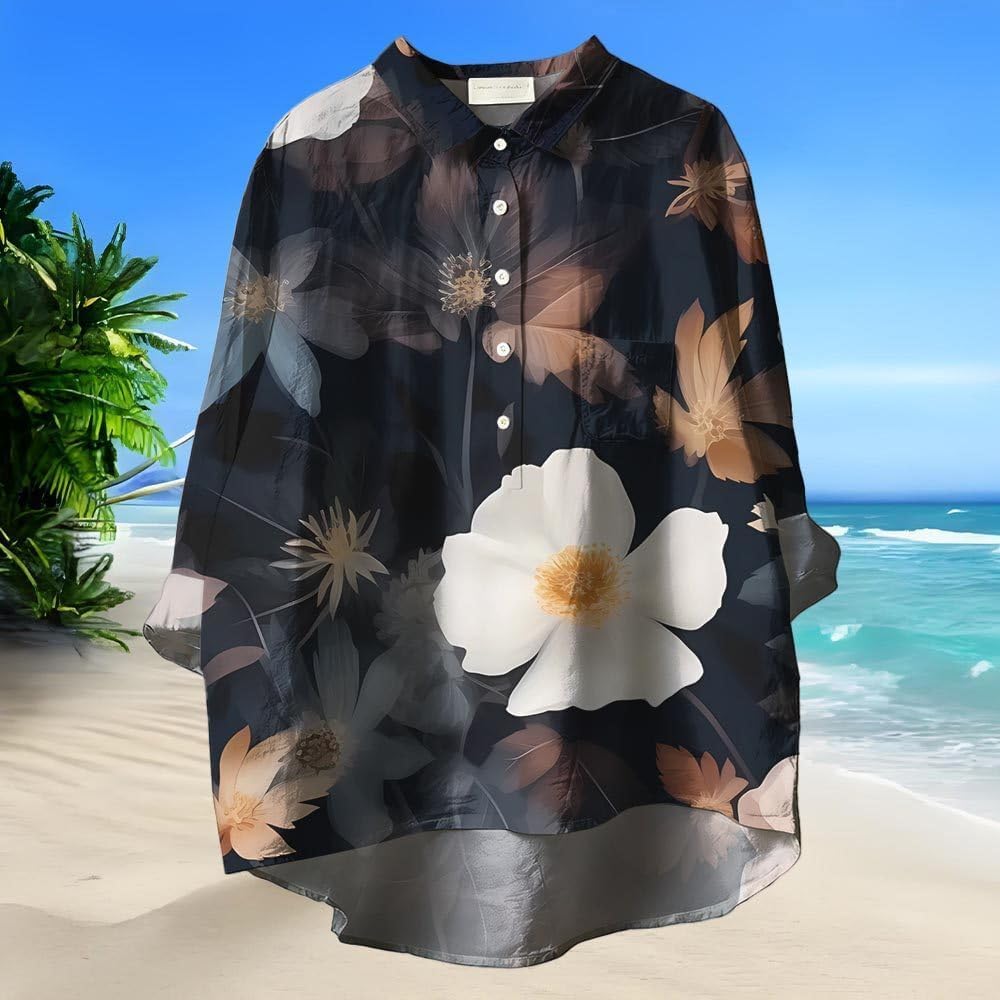 Boho Floral Easter Shirts for Women Plus Size Collared Women's Printed Button Down Blouses Vintage Tops with Pocket image 4